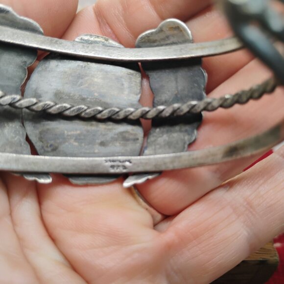 Vtg Native Old Pawn Navajo Bisbee Turquoise Sterling Silver Cuff Bracelet - Picture 9 of 10